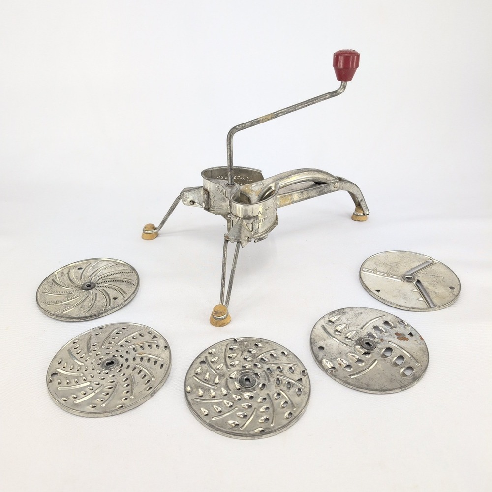 Mouli Salad Maker Silver Vintage Rotary Grater Shredder 5 Discs 1-5 France